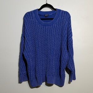 Torrid Royal Blue Cable Knit Crewneck Pullover Sweater Women’s Size 4 Cotton
